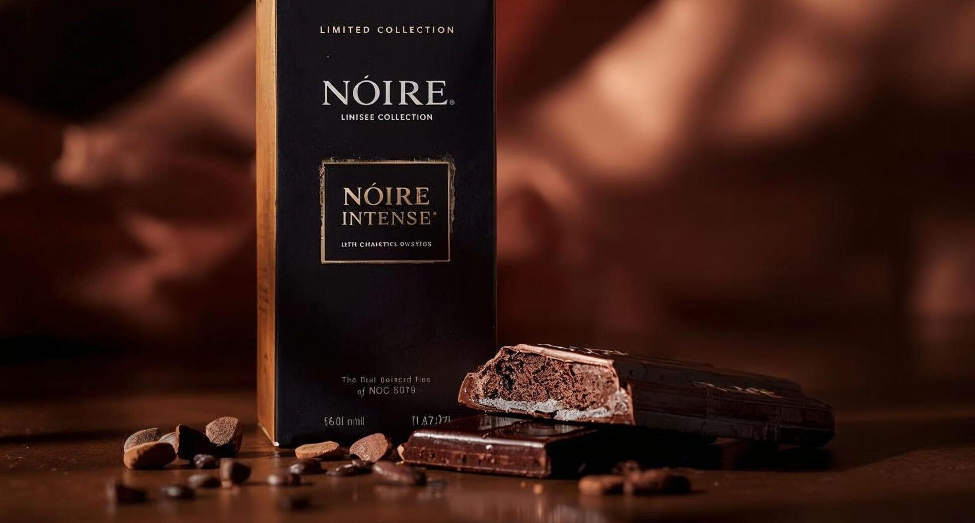 Noire Intense limited collection luxury chocolate bar - a bold, handcrafted, high-percentage dark chocolate for the pure connoisseur